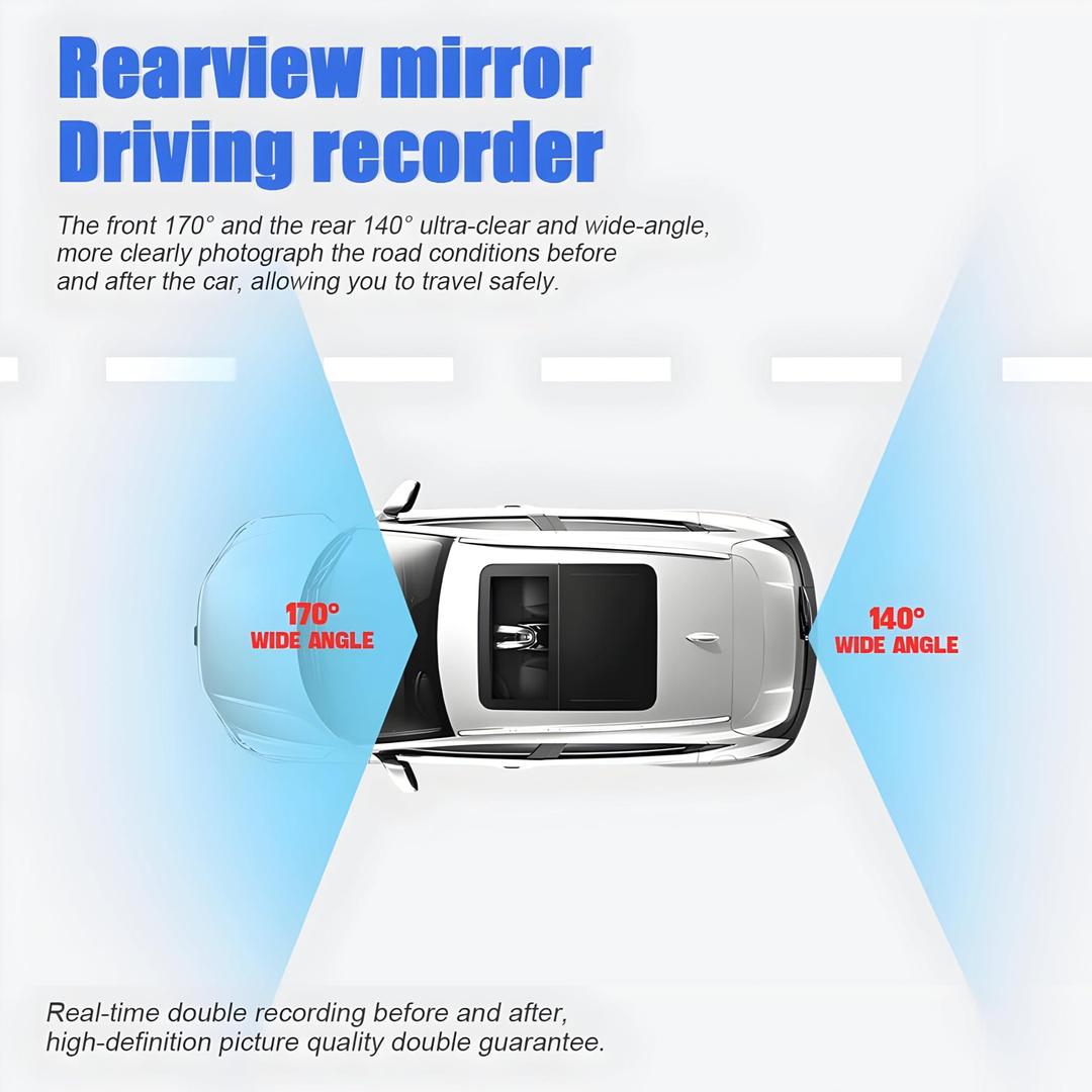 Mirror Dash Camera Front and Rear 1080P Full HD Video